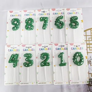 Velas de cumpleaños de dinosaurio verde set 0-9 para fiesta infantil decorado