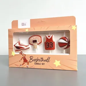 Set de velas de cumpleaños de baloncesto con zapatillas, canasta y camiseta