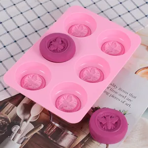 6-Gaats Ronde Bij Honingraat Siliconen Vorm Roze Food Grade Taart Zeep Vorm DIY Chocolade Ijsblokjesbakje Bakvorm