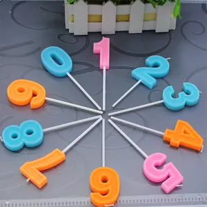 Variety set of colorful 0-9 digital birthday candles for festive cake party decorations