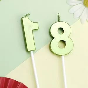 Velas de cumpleaños número 18 verde metálico de calidad para decoración de tartas