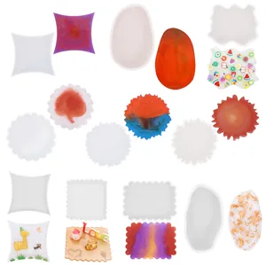Moldes de Resina de Silicona DIY Borde Ondulado para Bandeja de Posavasos Forma de Nube Irregular Molde de Epoxi