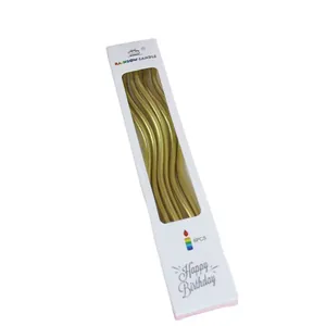 Set of six elegant gold curved spiral birthday candles for party cake toppers decorations