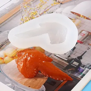 White silicone mold for creating realistic chicken wing resin models and DIY food simulation crafts