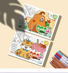 Detail view of cartoon graffiti coloring books with animal series for children
