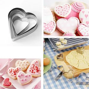 3-piece heart-shaped stainless steel cookie cutter set for baking cookies and fondant