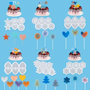 Silikon Lutscher Form Weihnachtsbaum Herz Stern Runde Formen Schokoladen Fondant Form DIY Backblech Kuchen Dekorieren Werkzeuge