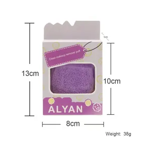 Detailed dimension and weight specifications for ALYAN makeup remover puff set