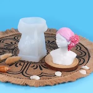 Detailed view of girl bust silicone mold with rose hair for DIY aroma plaster crafts.
