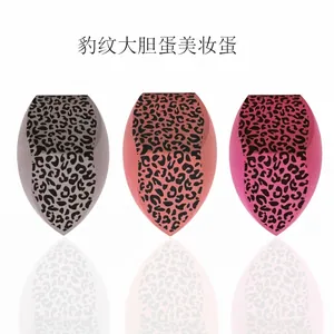 Leopard Print Makeup Sponge Three Side Cutting Soft Hydrophilic Non-Latex Makeup Egg Dry Wet Use For Foundation Base Beauty Tool