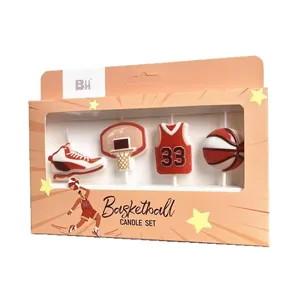 Set de 4 velas de cumpleaños tema baloncesto para decoración de tartas deportivas