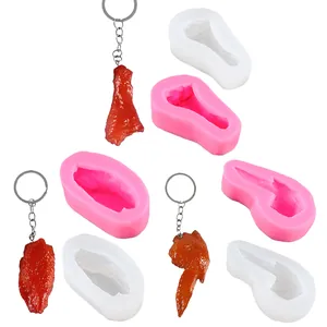 Creative realistic chicken wing and drumstick silicone molds for DIY food keychains