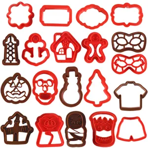 Juego de Moldes de Plástico para Galletas DIY Sirena Ángel Fantasma Halloween Calabaza Árbol de Navidad Herramientas de Panadería