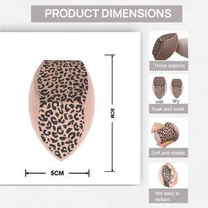 Product dimensions of leopard print makeup sponge for wet and dry makeup application