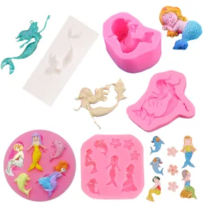 Meerjungfrau Silikon Fondant Form DIY Meerjungfrauenflosse Tortendekoration Form Für Schokolade Seife Aromatherapie Gips Handwerk Werkzeuge