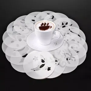 16pcs plastic coffee latte art stencils for creative foam decoration and professional baking
