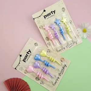 Twisted Birthday Candles Macaron Color Spiral Heart Star Shape Paraffin Wax Cake Decoration Cute Party Supplies For Kids