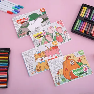 Set of 4 cartoon children's graffiti coloring notebooks with 30 sheets each