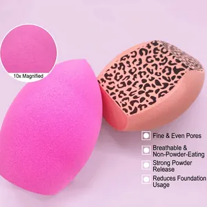 Close-up of leopard print makeup sponge showing fine pores and soft texture