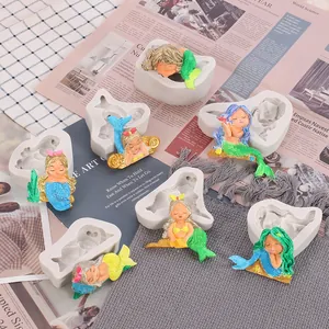 Langlebige Meerjungfrau-Silikonformen für DIY Fondant-Kuchendekoration und Gipsarbeiten