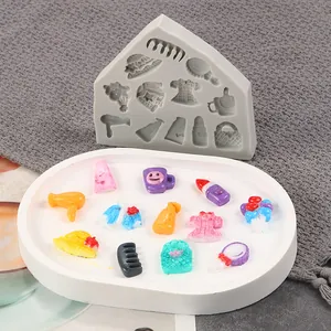 Detail showing various miniature resin shapes created with this multi-pattern silicone mold