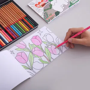 Children's 30-sheet cartoon graffiti coloring book with floral tulip designs