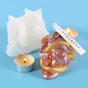 DIY Totenkopf Mit Zwillingsschlangen Silikonform Für Kristall-Epoxidharz-Guss Gotisches Schreibtisch-Ornament Handgefertigtes Bastelwerkzeug