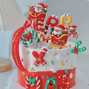 Merry Christmas Cake Toppers Άγιος Βασίλης Τάρανδος Μαλακά Στολίδια PVC Για Εορταστικές Διακοσμήσεις Πάρτι Ζαχαροπλαστικής Χριστουγεννιάτικα Επιδόρπια