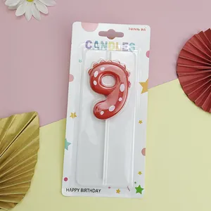 Red dinosaur shaped number 9 birthday candle for kids cake decoration party supply