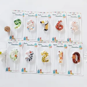 10-piece set of cartoon animal number birthday candles 0-9 for kids cake decoration