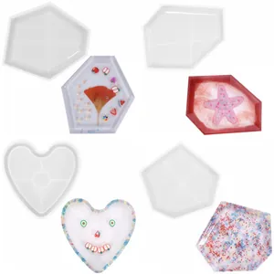 Molde de Silicona de Resina Epoxi de Cristal DIY Posavasos Geométrico Base de Maceta Superficie de Espejo