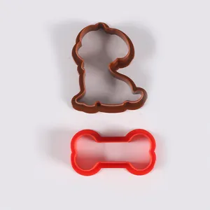 Juego de cortadores de galletas de plástico con silueta de sirena y hueso para repostería