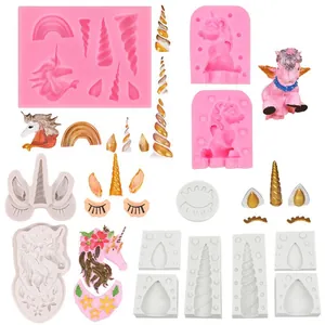 Unicorn horn and ear silicone molds with finished resin crafts