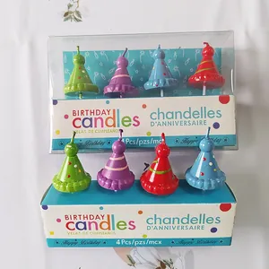 4 Stuks Multicolor Party Hoed Verjaardagskaarsen Set Creatieve Mini Hoed Taart Paraffine Kaarsen Voor Verjaardagsfeestje Taart Decoraties