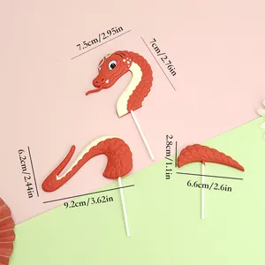 Ensemble de décorations de gâteau serpent du zodiaque rouge avec dimensions précises