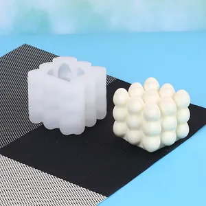 Silicone mold for DIY bubble cube candles, soap, and baking crafts, translucent white