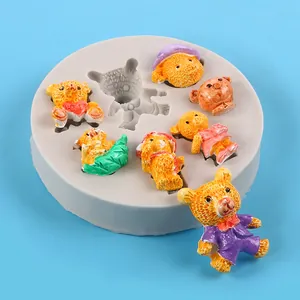 Detailed view of circular silicone mold featuring multiple teddy bear shapes