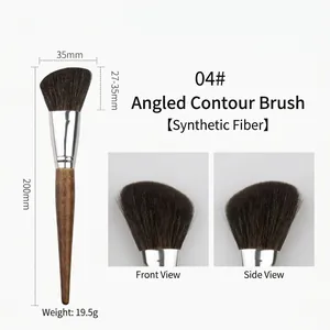 Detailed dimensions of 04# angled contour brush with synthetic fiber and wood handle