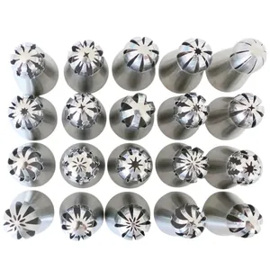 Russian Ball Piping Nozzles Stainless Steel Torch Icing Tips Seamless Flower Cake Decorating Tools For Baking Cream Frosting