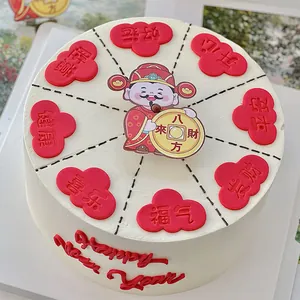 God Of Wealth Cake Topper Set Chinese New Year Decoration Arrow Pointer Birthday Party Supplies Lucky Hammer Stickers Festive Cake Decor