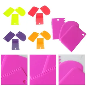 Plastic Dough Scraper Set Cake Cream Smoothing Decorating Tools Multipurpose Kitchen Flour Scraper Baking Supplies