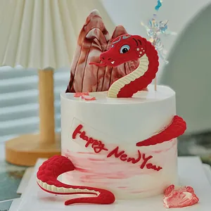 Kit de décoration de gâteau serpent rouge pour la fête du Nouvel An lunaire 2025