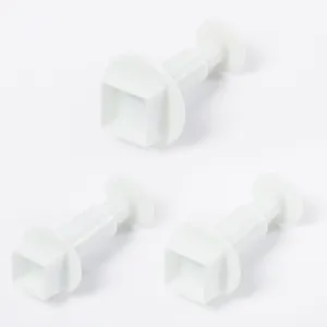 3er-Set weiße quadratische Ausstecher für Fondant-Kuchendekoration und Profi-Backen