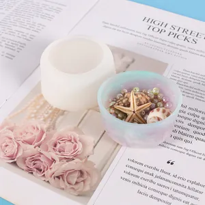 Ronde siliconen mal voor DIY hars vetplantenpot en decoratieve schaal met marmerlook