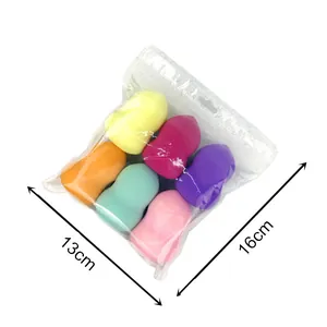 Set of 6 colorful gourd-shaped makeup sponges in clear 13x16cm packaging bag