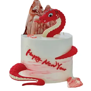 Décoration de gâteau serpent rouge pour le Nouvel An chinois et fêtes d'anniversaire