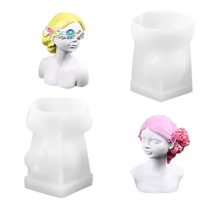 DIY silicone mold set for creating closed-eye and blindfolded flower girl bust statues