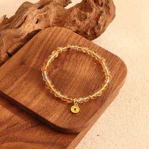Neuer Chinesischer Stil Citrin Gold Rutilquarz Armband Mit Legierung Strass Kupfermünze Flaschenkürbis Anhänger Retro Perlen Handkette Für Damen Herren Schmuck