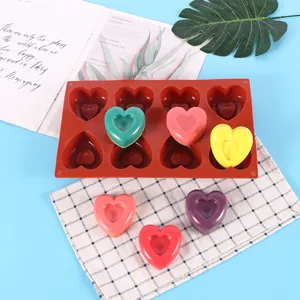 8-cavity heart-shaped silicone chocolate mold for DIY baking and handmade soap crafts