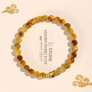 Elegant natural yellow tiger eye stone beaded bracelet for women, minimalist style